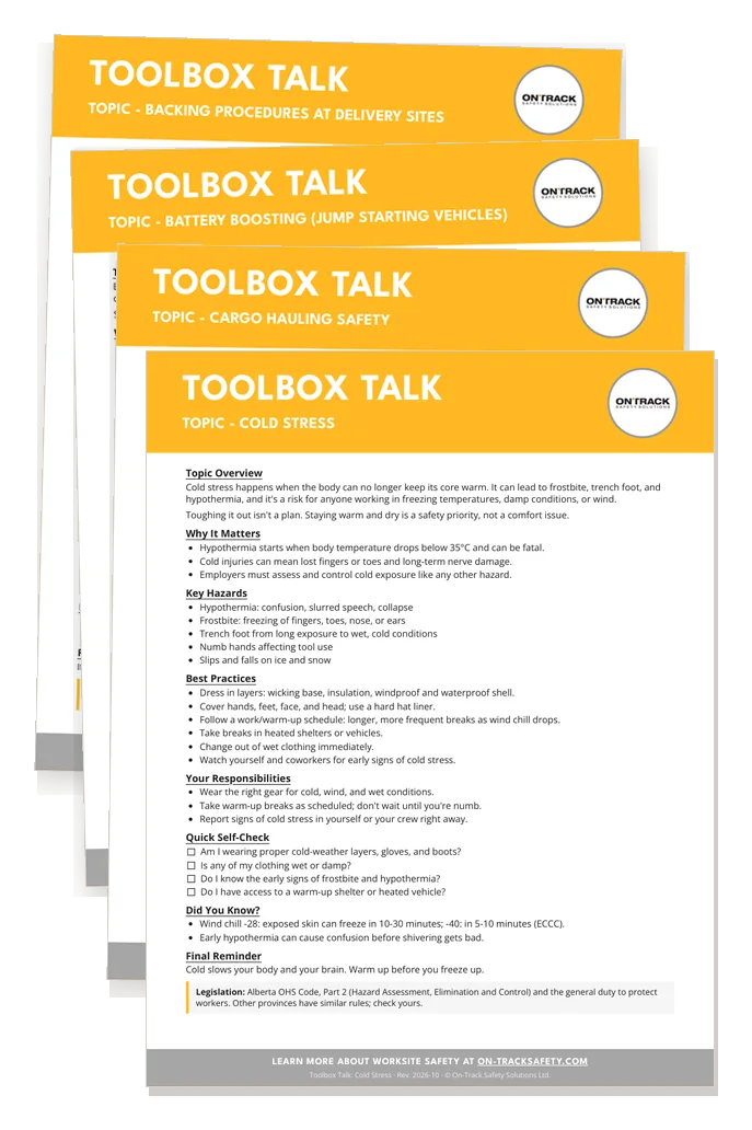 Commercial Trucking Toolbox Talk Bundle: the first page of four of its 16 talks
