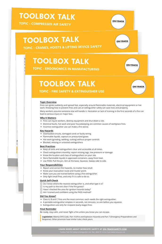 Manufacturing Toolbox Talk Bundle: the first page of four of its 16 talks