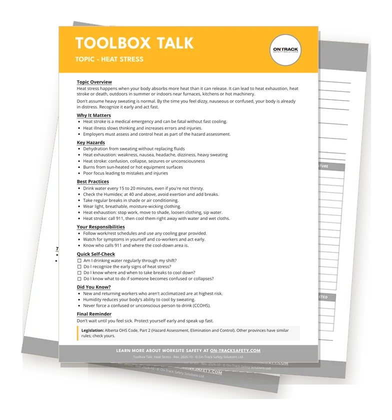 Heat Stress: topic overview, sign-in sheet and leader guide